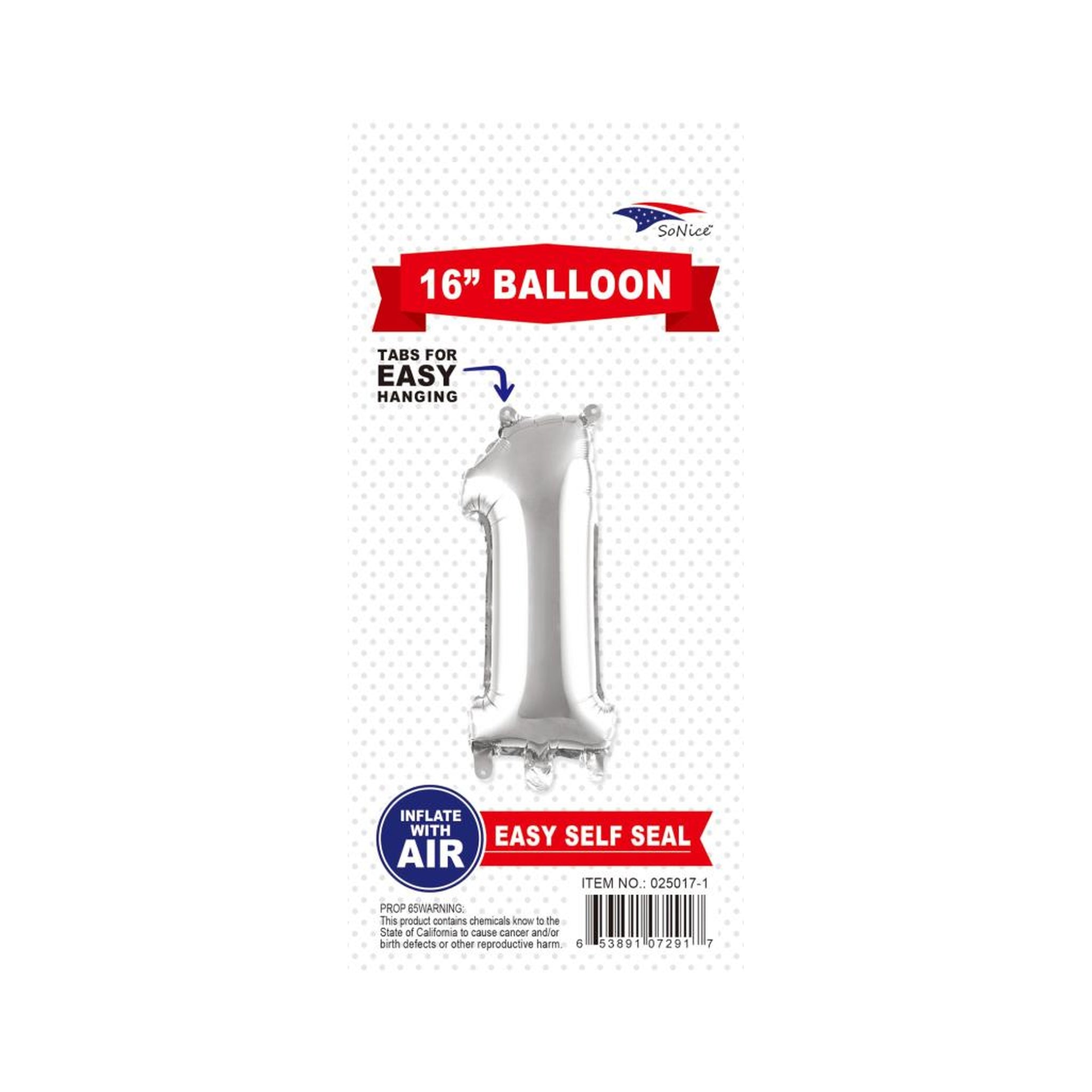 16" Balloon Number 1 Slvr